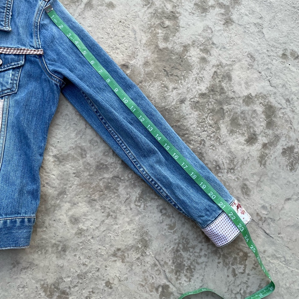 Angel wings embroidered patchwork upcycled jean jacket y2k - Picture 13 of 15